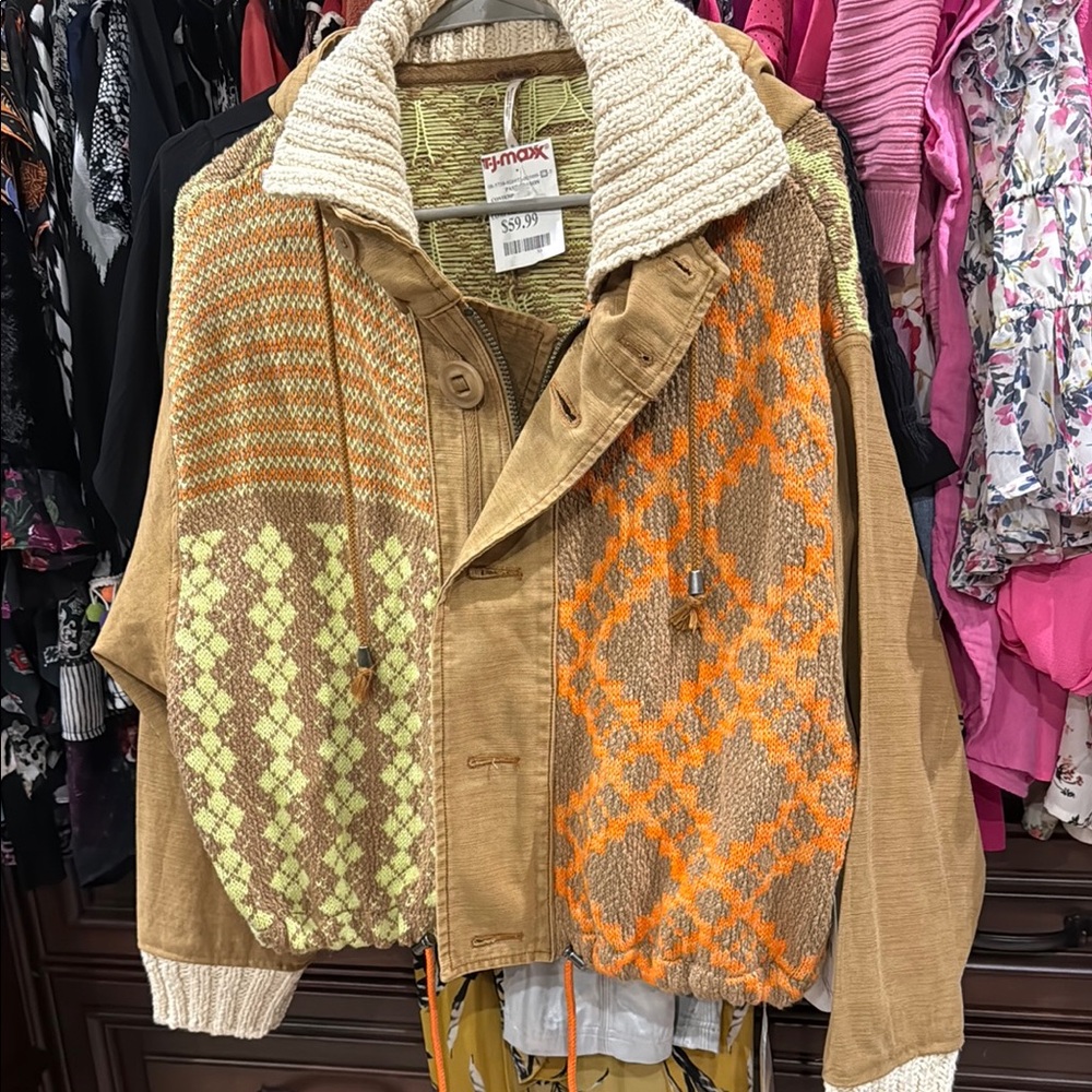 Colorful Patchwork Jacket. Free People size Small